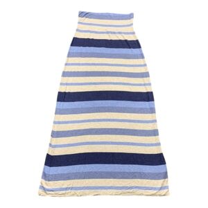 Max Studio Maxi Dress Fold Over Band Skirt Blue Striped Size Small